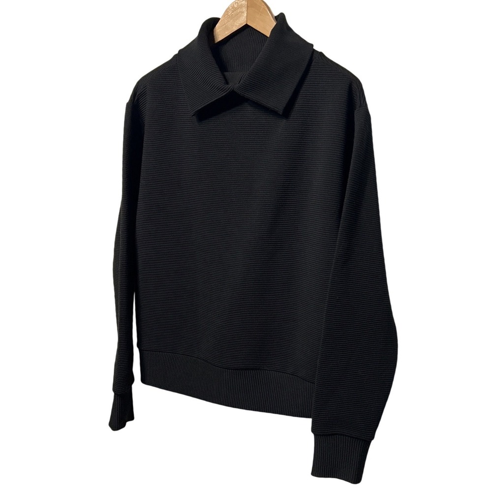 Noli Ribbed Convertible Collar Long Sleeve Top Black Women's Size Medium EUC